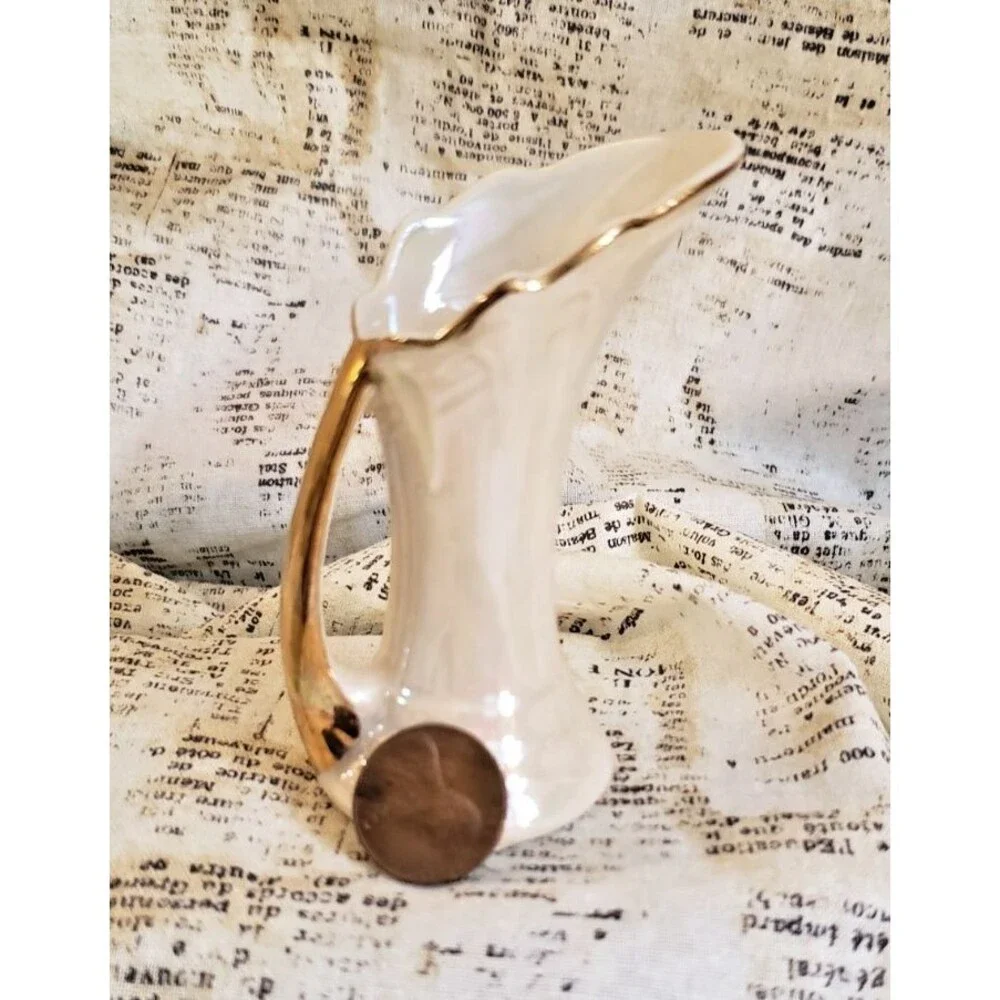 Elegant, Classic, Sophisticated  - Vintage Miniature White Pitcher w/ Gold Trim